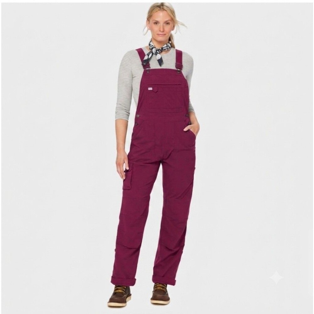 DULUTH TRADING Heirloom Gardening Bib Overalls 2X 31 Berry Magenta